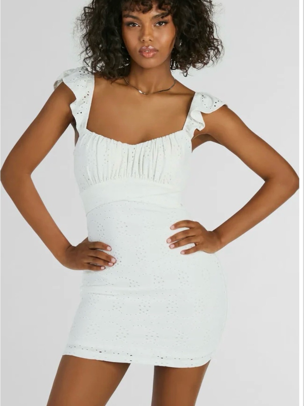 Windsor Always Sweet Ruffled Bodycon Eyelet Lace Mini Dress